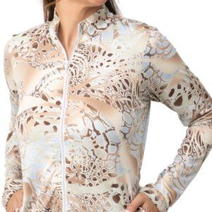 Sofibella Lightweight UV Protection Long Sleeve Print Full Zip Golf Jacket S NWT